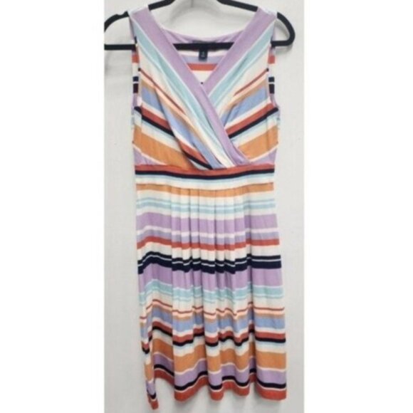Lands' End Dresses & Skirts - Lands End womens Sleeveless A-Line Dress Small Purple White Striped Casual